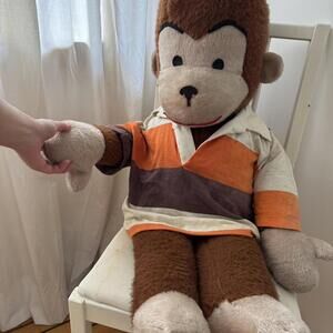 HUGE rare 3 ft tall Curious George! 1970s 70s retro stuffed toy monkey plush toy